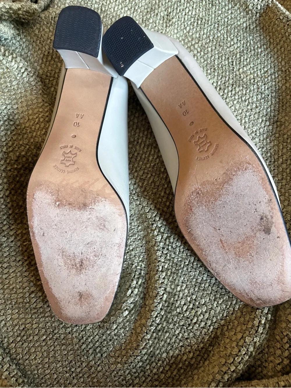 Women's Cream Leather Square-Toe Loafers - Picture 5 of 5